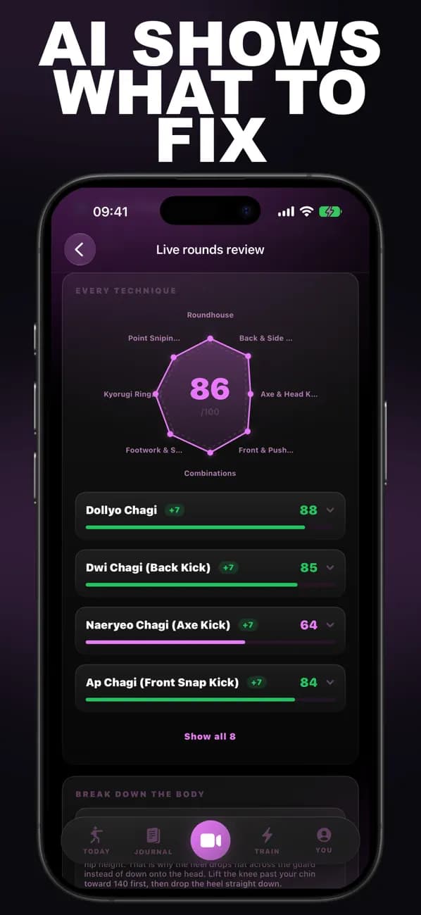 Taekwondo AI: Coach app screen 1